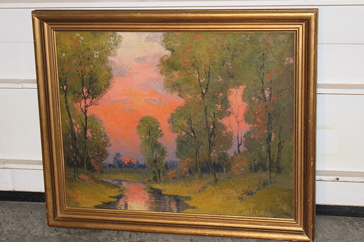 Nice Impressionist Painting of Woods and Stream Signed Ernest Frederick (1 of 6)