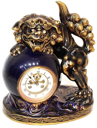 Porcelain Oriental Antique Foo Dog Clock (1 of 8)