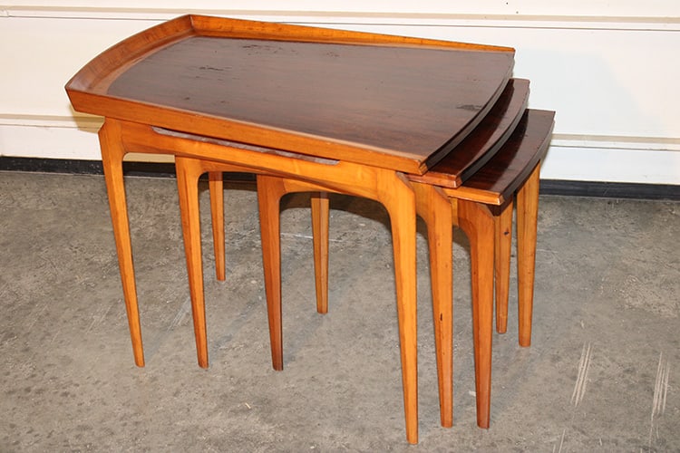 Rare Set of 3 Mid-Century Modern Nesting Tables Signed Erno Fabry (1 of 10)