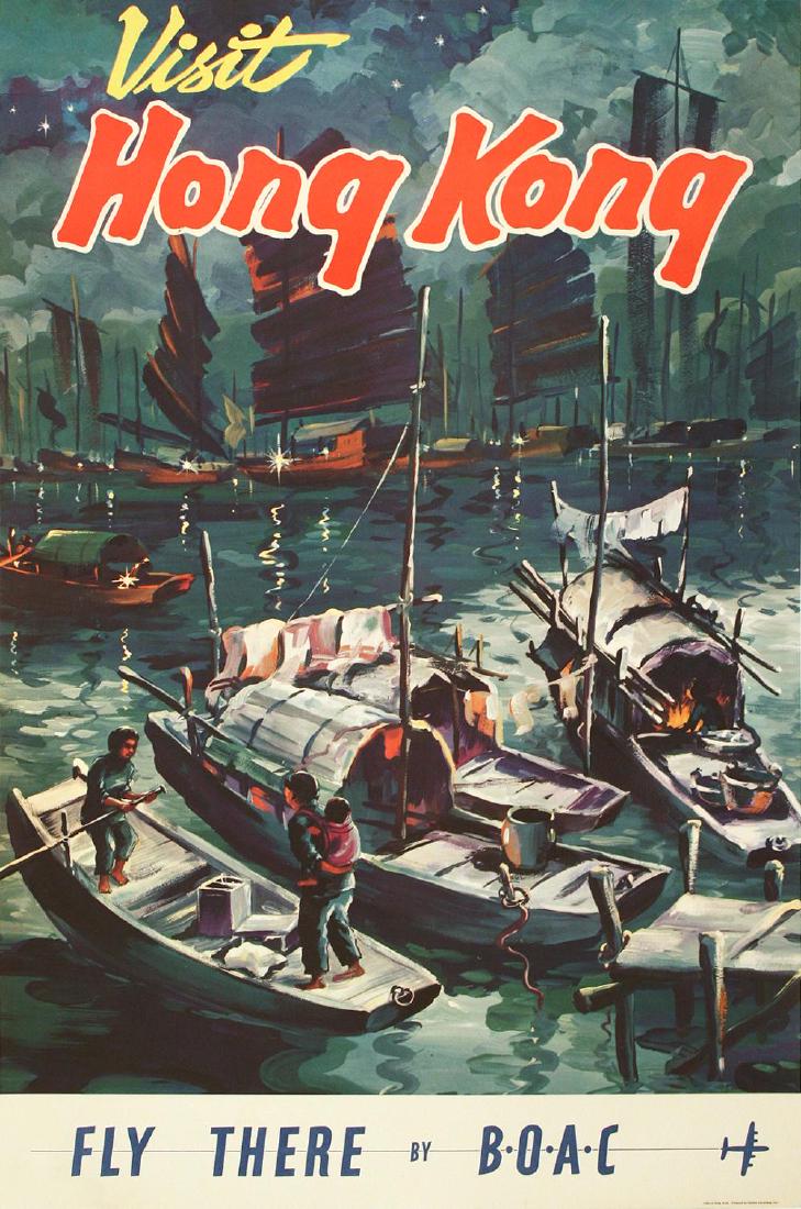 BOAC - VISIT HONG KONG ORIGINAL VINTAGE POSTER (1 of 1)