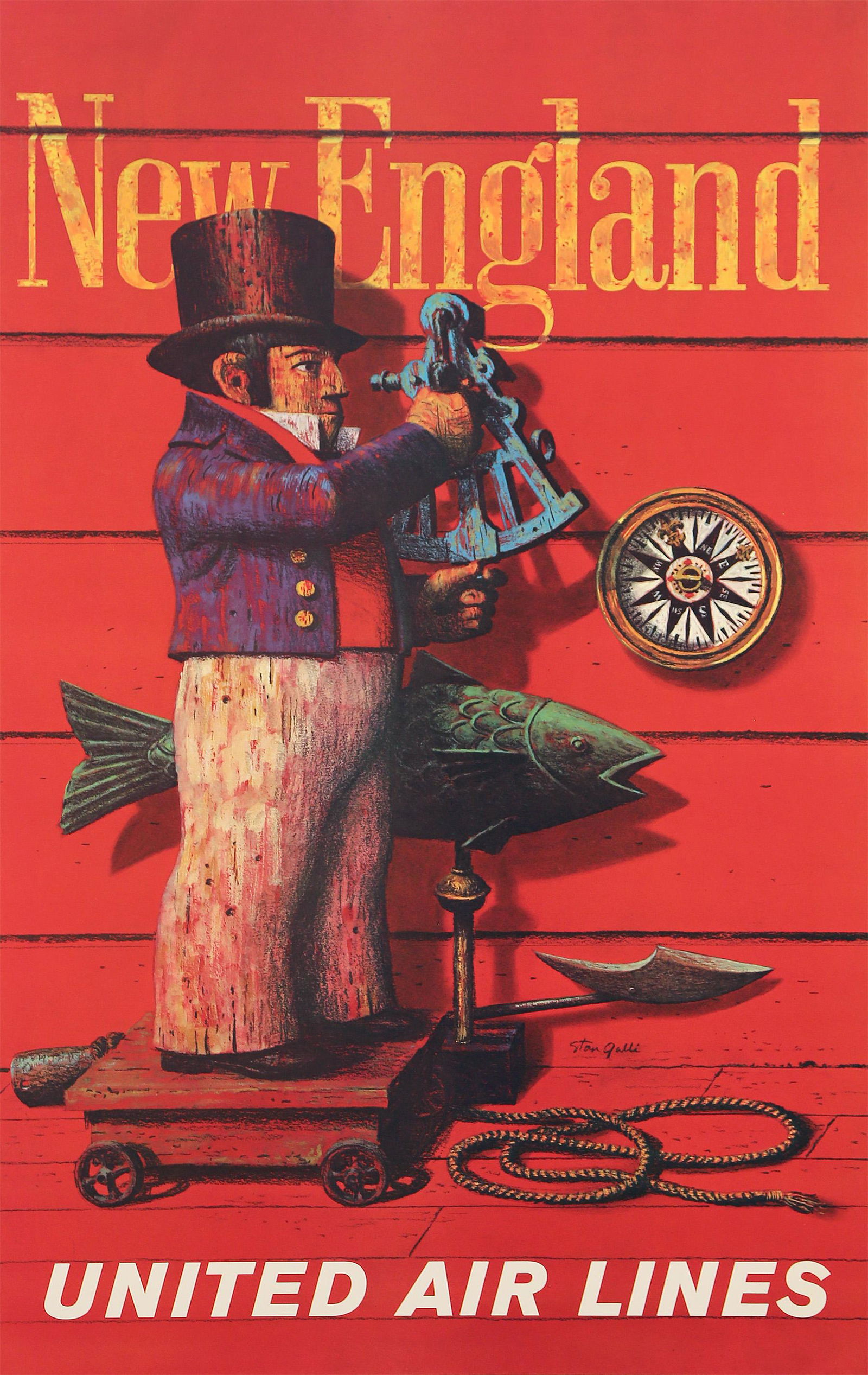 Original United Air Lines New England Poster by Stan (1 of 1)