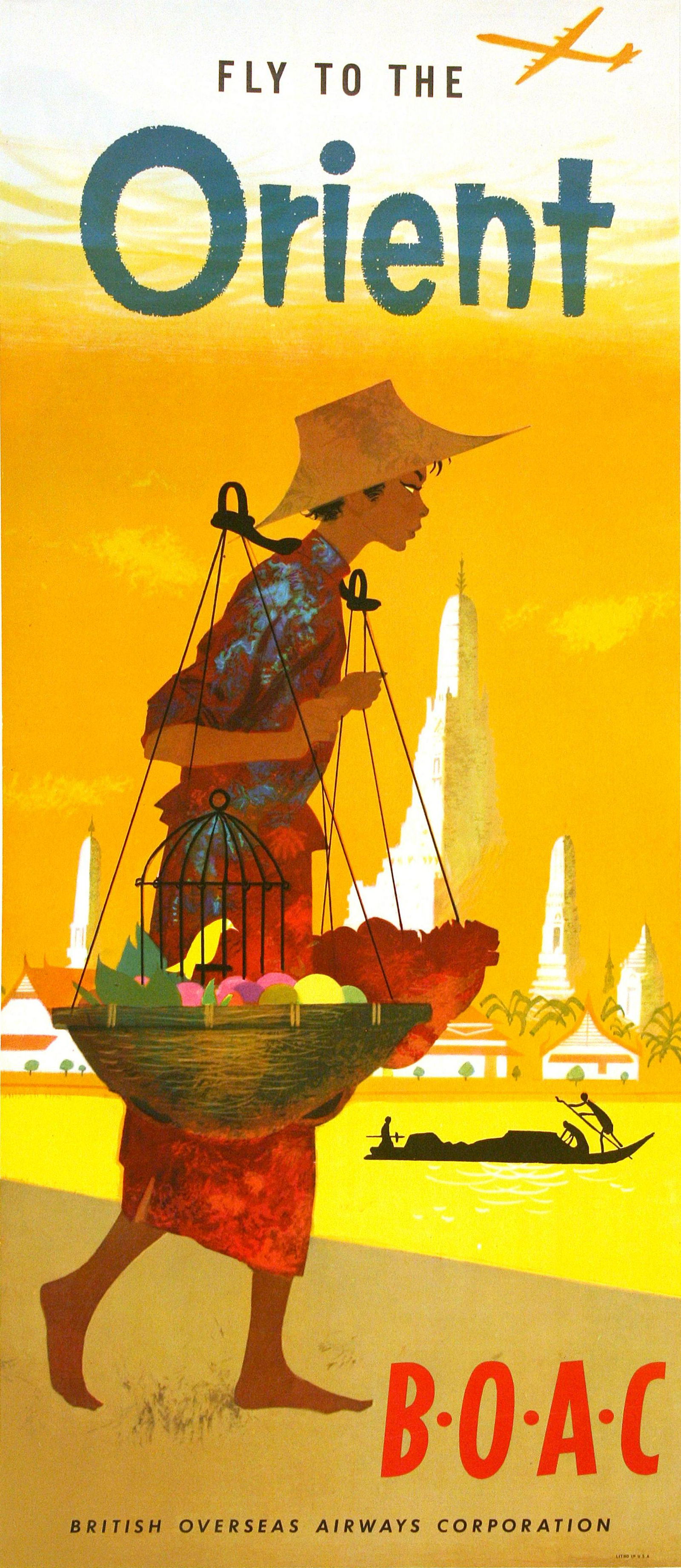 Original BOAC Poster - Fly to the Orient 1960s (1 of 1)