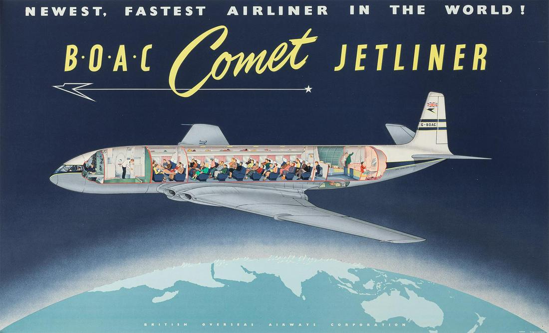 Original Vintage BOAC Comet Jetliner Aviation Poster (1 of 1)