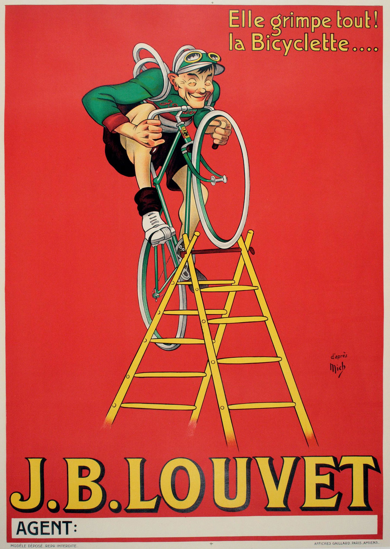 Original Vintage J B Louvet c1930 Bicycle Poster by (1 of 1)