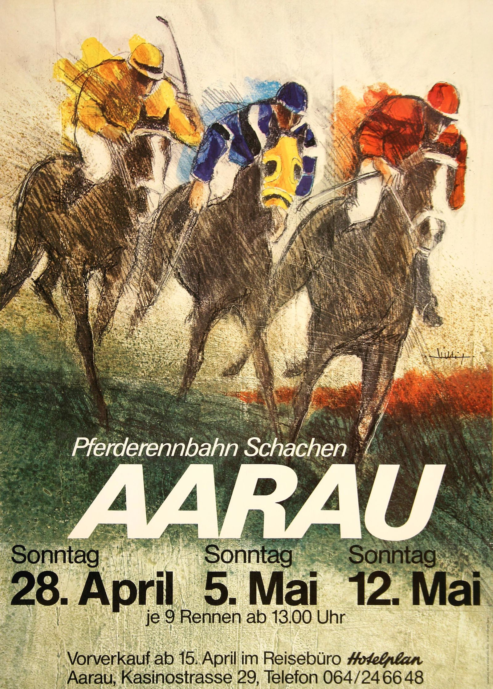 Original Swiss Horse Race Poster Aarau c1970 (1 of 1)