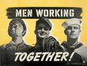 Original Vintage Men Working Together American WWII