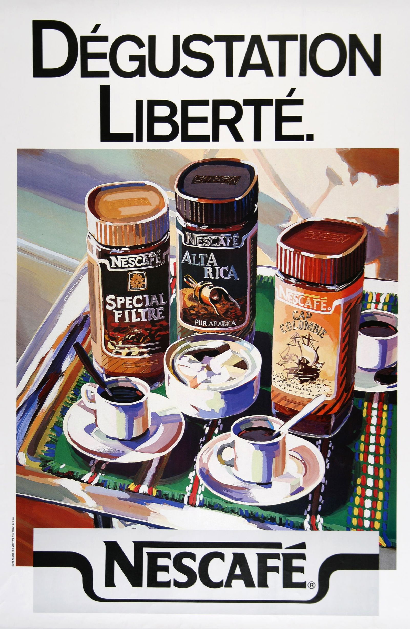 Original 1970's French Poster for Nescafe Coffee Degustation Liberte' (1 of 1)