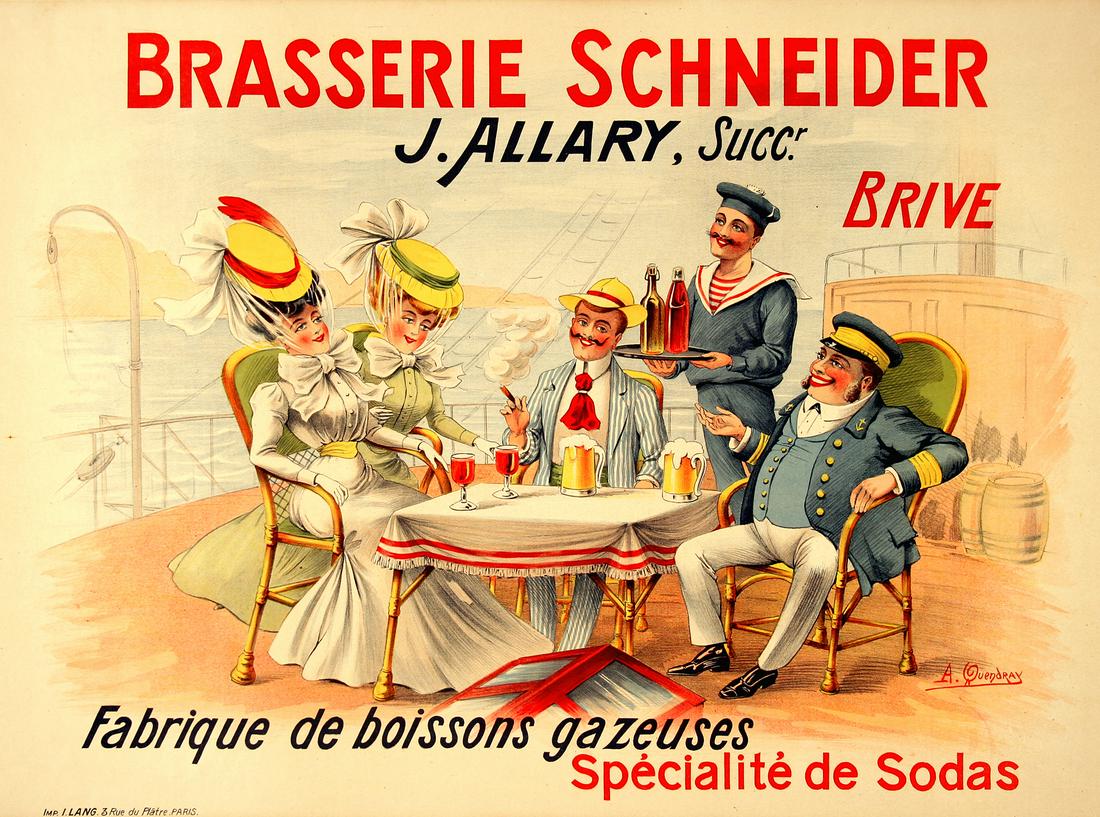 Brasserie Schneider by Quendray - Original Vintage Beverage Poster c1900 (1 of 1)
