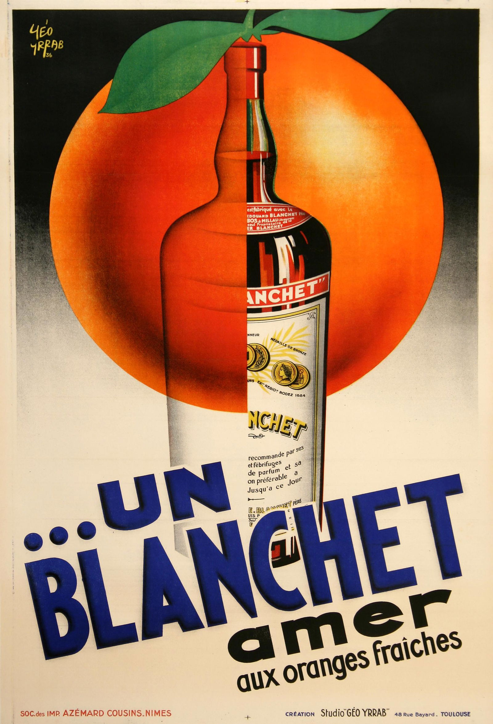 Un Blanchet Amer by Yrrab 1930's French Original Vintage Poster for Liqueur (1 of 1)