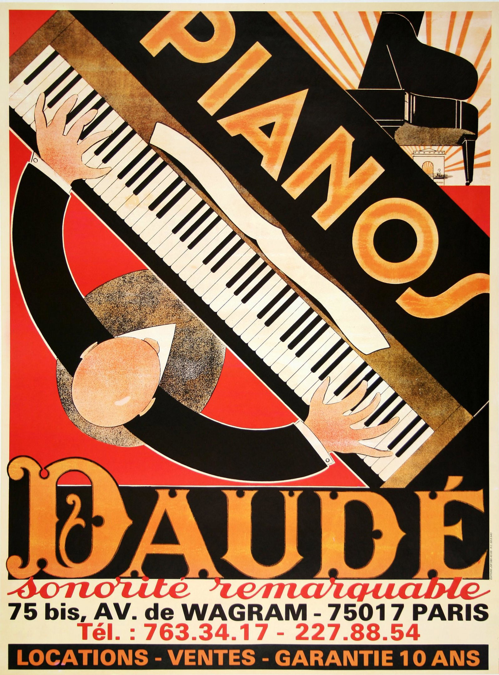 Pianos Daude Reissue French Poster by Daude c1975 (1 of 1)