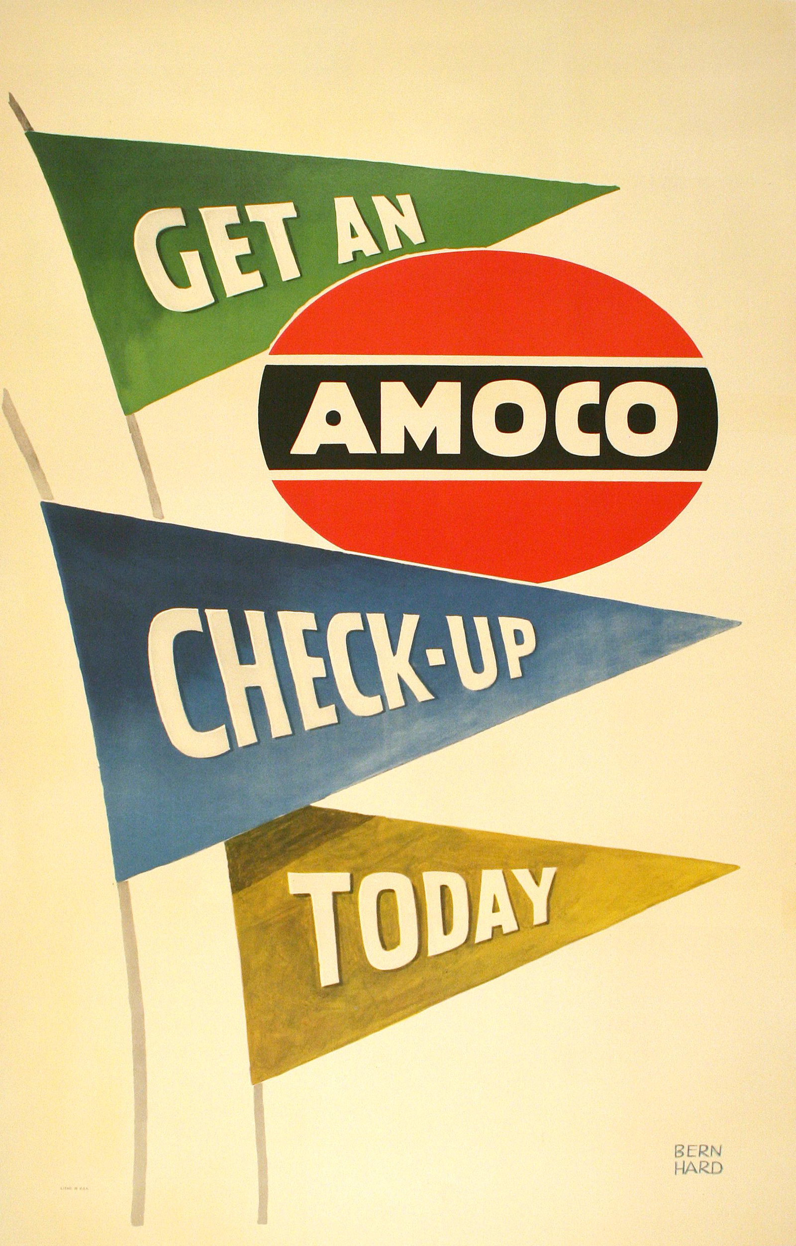 Original 1950's Lucian Bernhard Vintage Poster for Amoco - Get An Amoco Check-Up Today (1 of 1)