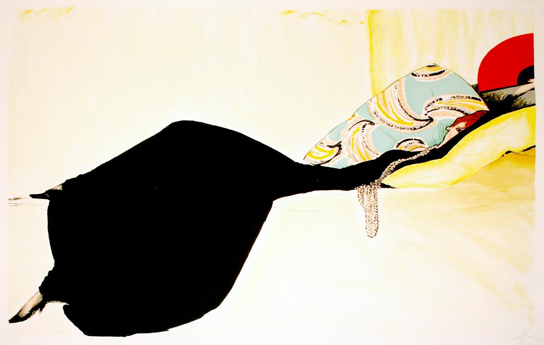 Rene Gruau Hand Signed and Numbered Print c1989 Sweet Leisure: Rene Gruau (1909-2004) is one of the most recognized poster artists of the 21st Century. Gruau was a fashion illustrator whose exaggerated portrayal of fashion design through painting has had a lastin