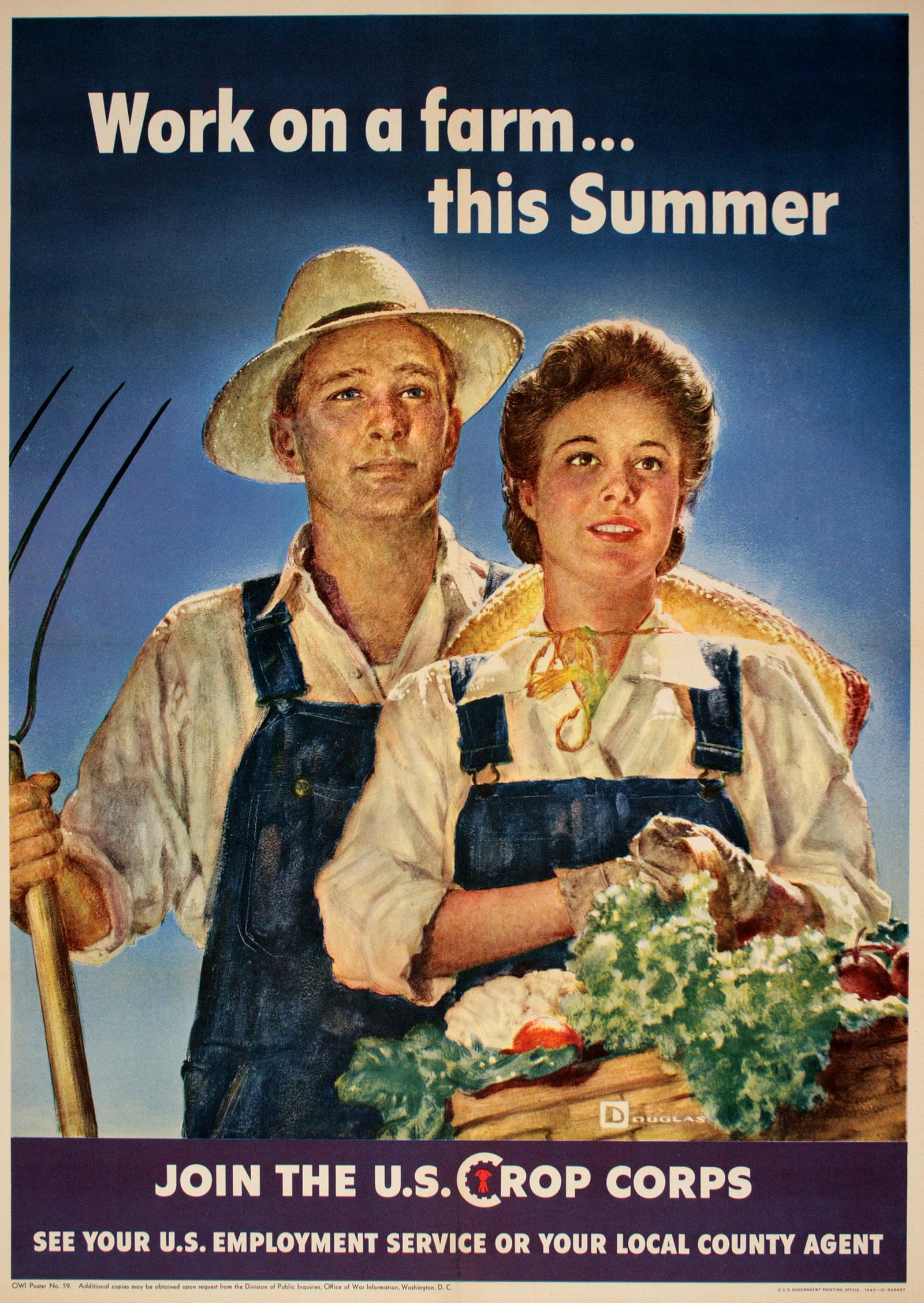 Work on a Farm This Summer Original WWII Poster 1943 by Douglass Crockwell (1 of 1)