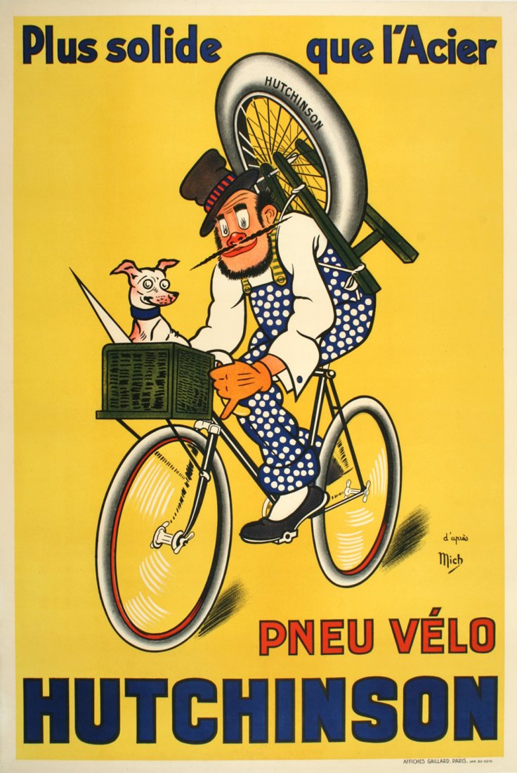 Original Vintage Hutchinson Bicycle Tire Poster by Mich c1925 Dog (1 of 1)