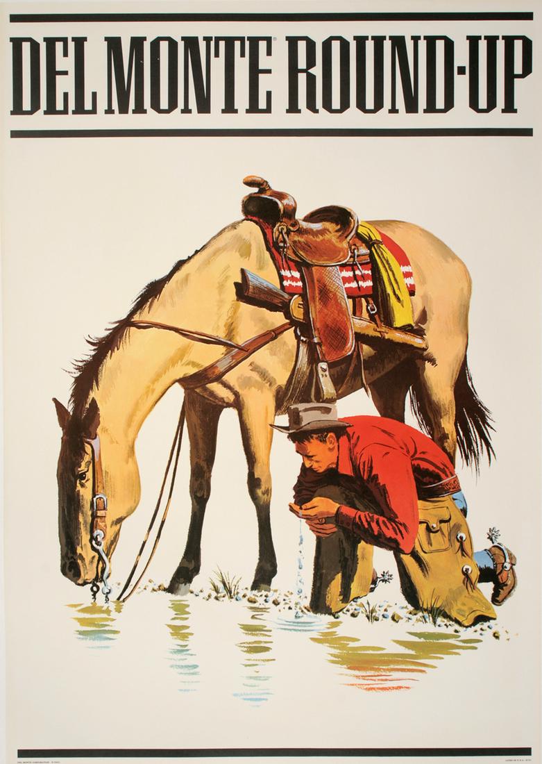 Del Monte Roundup Original Poster c1965 - Cowboy and Horse Drinking Water (1 of 1)