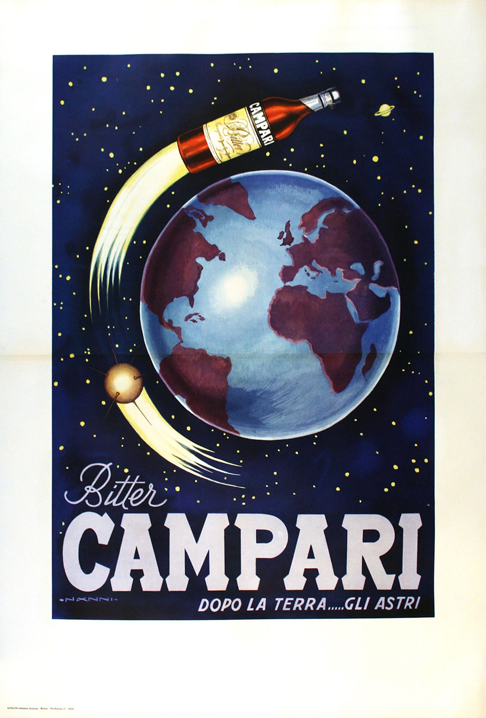 Bitter Campari Rocket Original Vintage Italian Liquor Poster by Nanni 1958 (1 of 1)