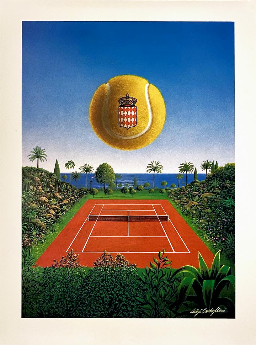Tennis - Ball Over Court Original Vintage Print by Luigi Castiglioni c1983 (1 of 1)
