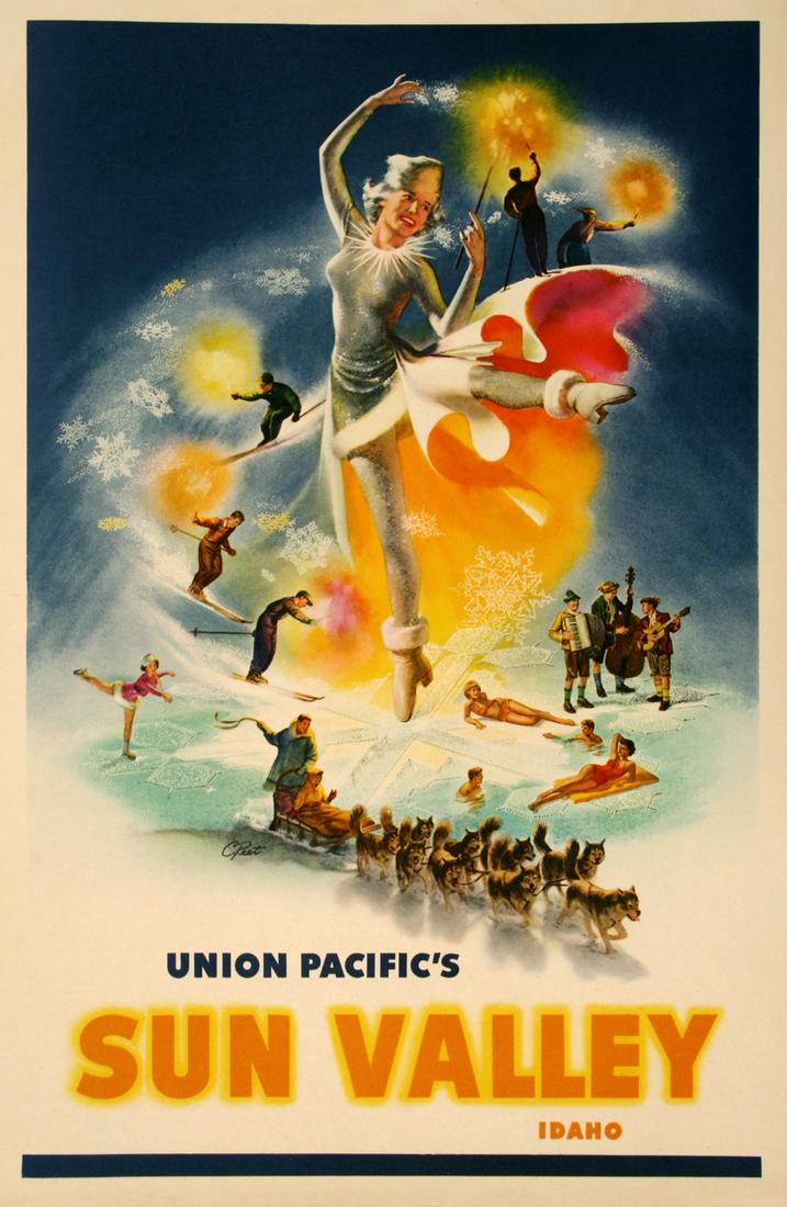 Original Vintage Union Pacific Sun Valley Idaho Poster by Peet 1945 (1 of 1)