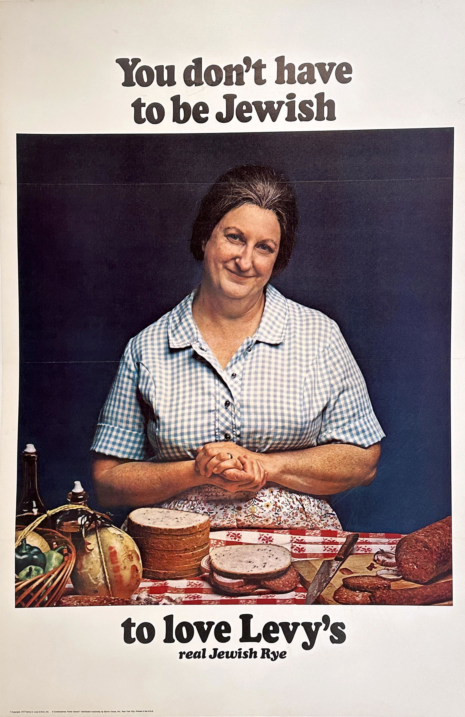 Original Vintage You Don't Have to be Jewish to Love Levy's Bread Poster 1967 - Italian Grandmother (1 of 1)