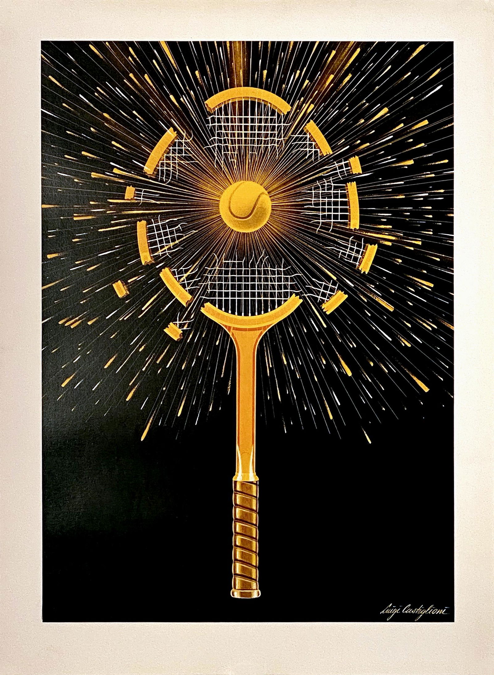 Tennis - Ball Smashing Racket Original Vintage Print by Luigi Castiglioni c1983 (1 of 1)