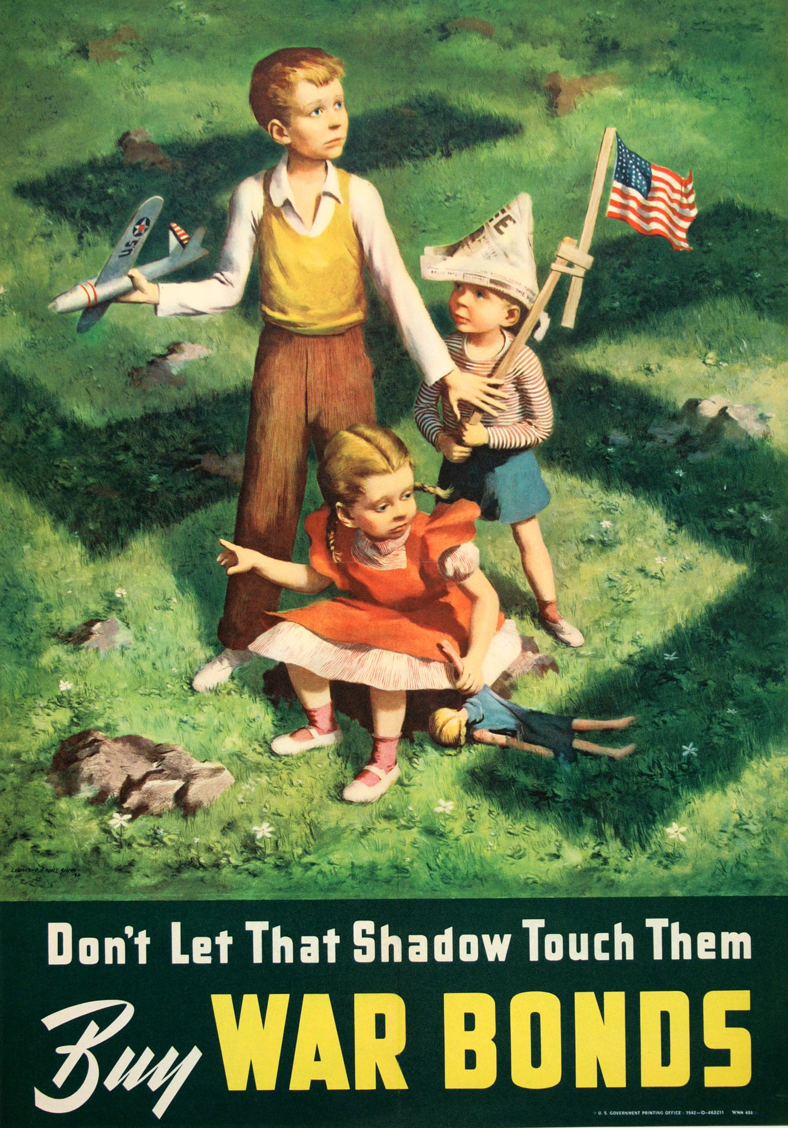 Original WWII American Poster 1942 by Dan Smith - Don't Let That Shadow Touch Them (1 of 1)