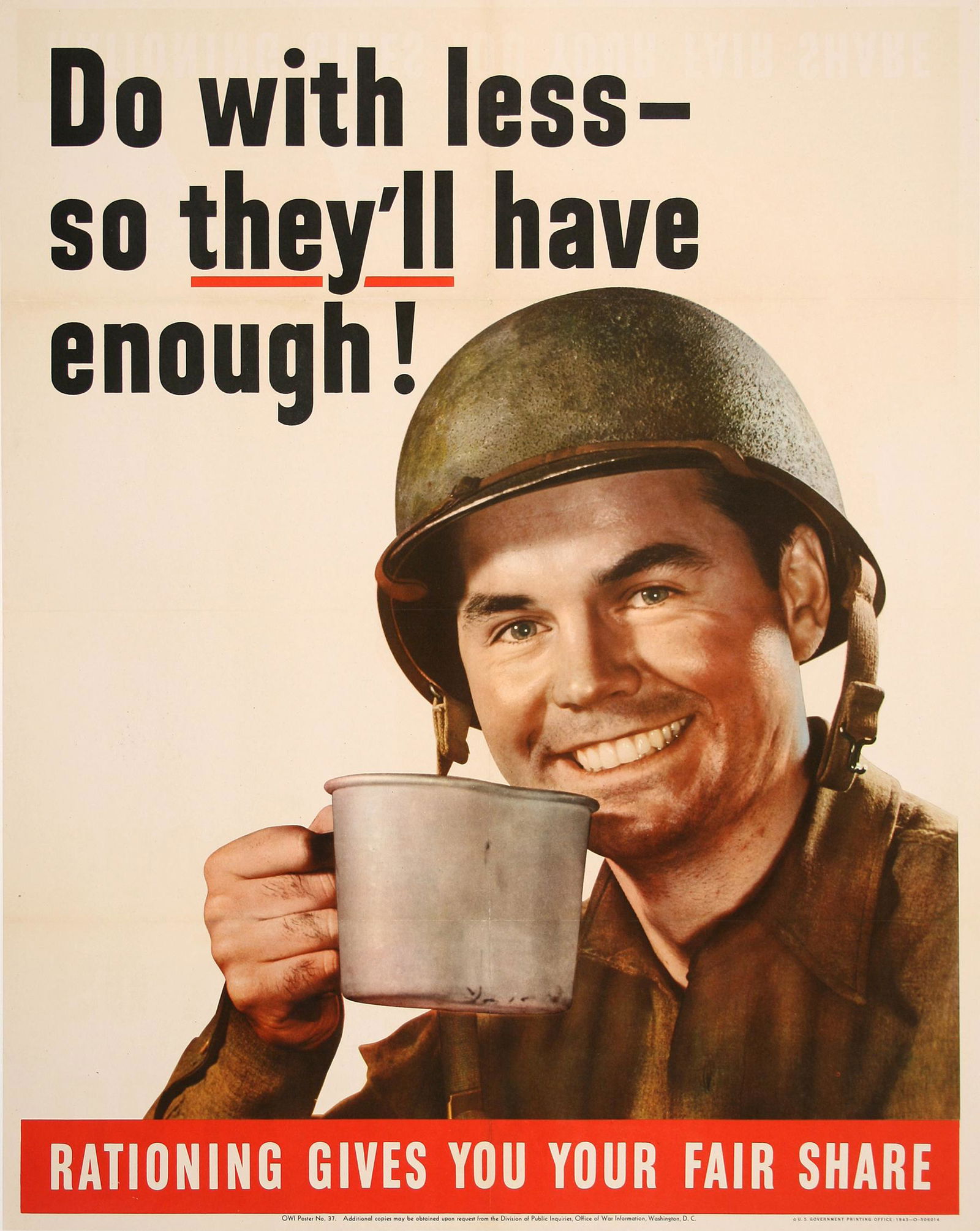 Do With Less WWII Original Vintage Poster Rationing C1943 (1 of 1)