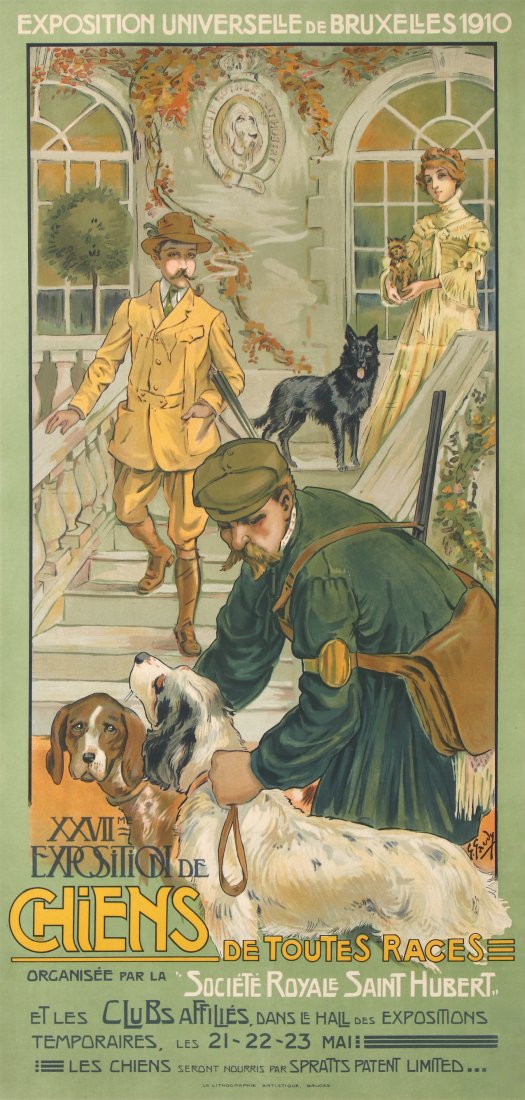 Original Vintage Dog Show Exposition de Chiens 1910 by Gaudy 1910 (1 of 1)