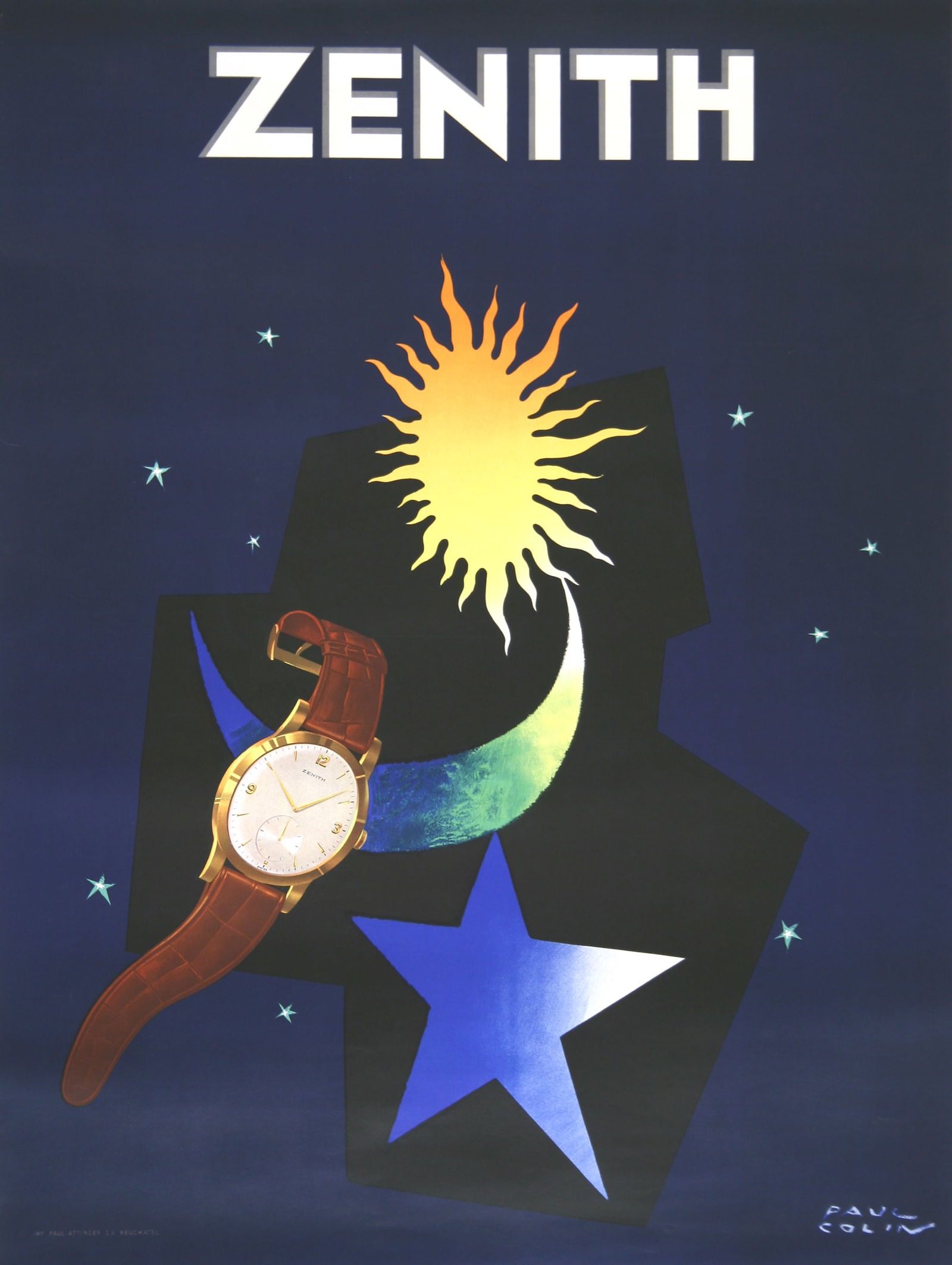 Original Vintage Poster for Zenith Watch Company by Paul Colin c1950 (1 of 1)
