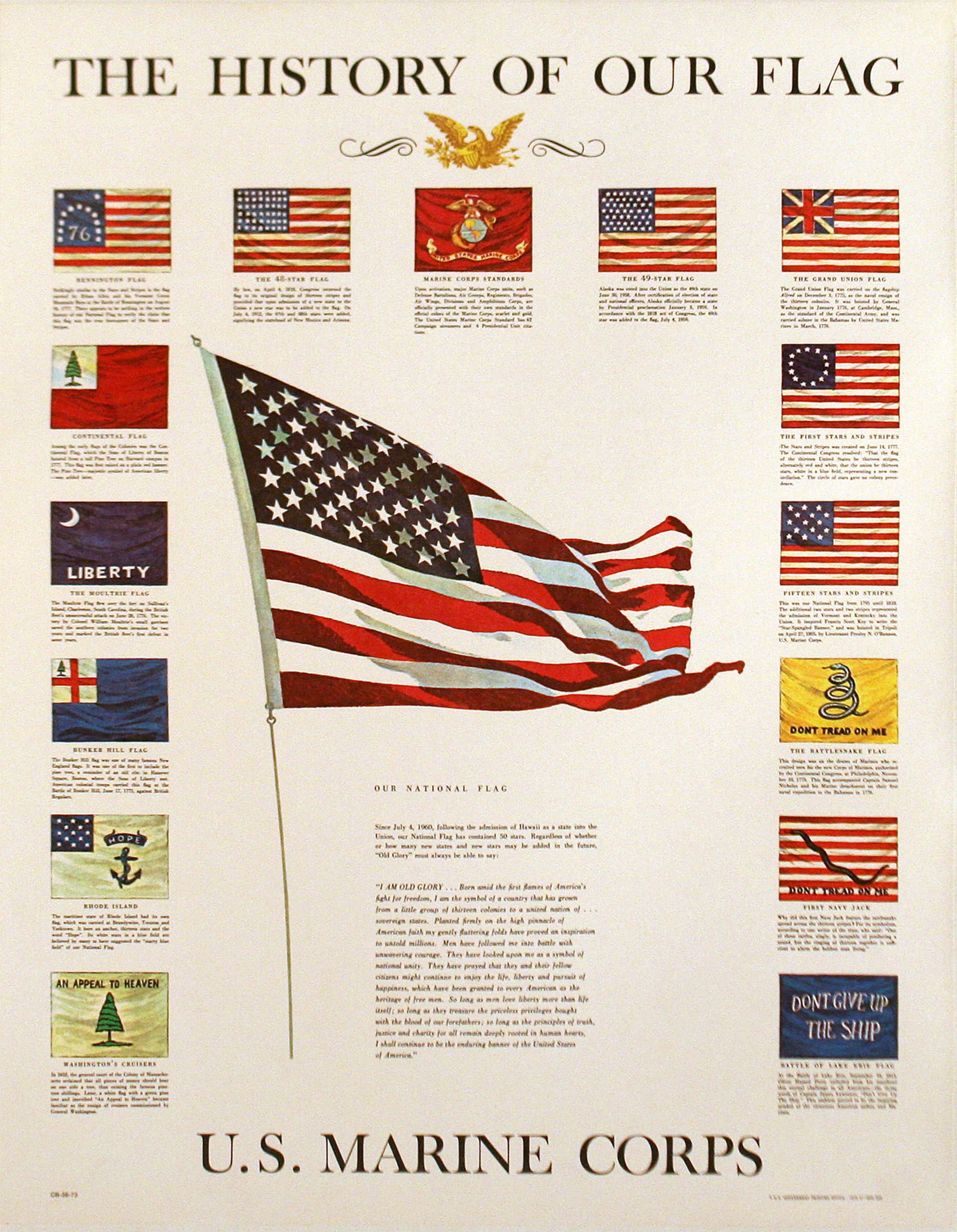 Marines - The History of Our Flag Original Vintage Poster 1973 USMC (1 of 1)