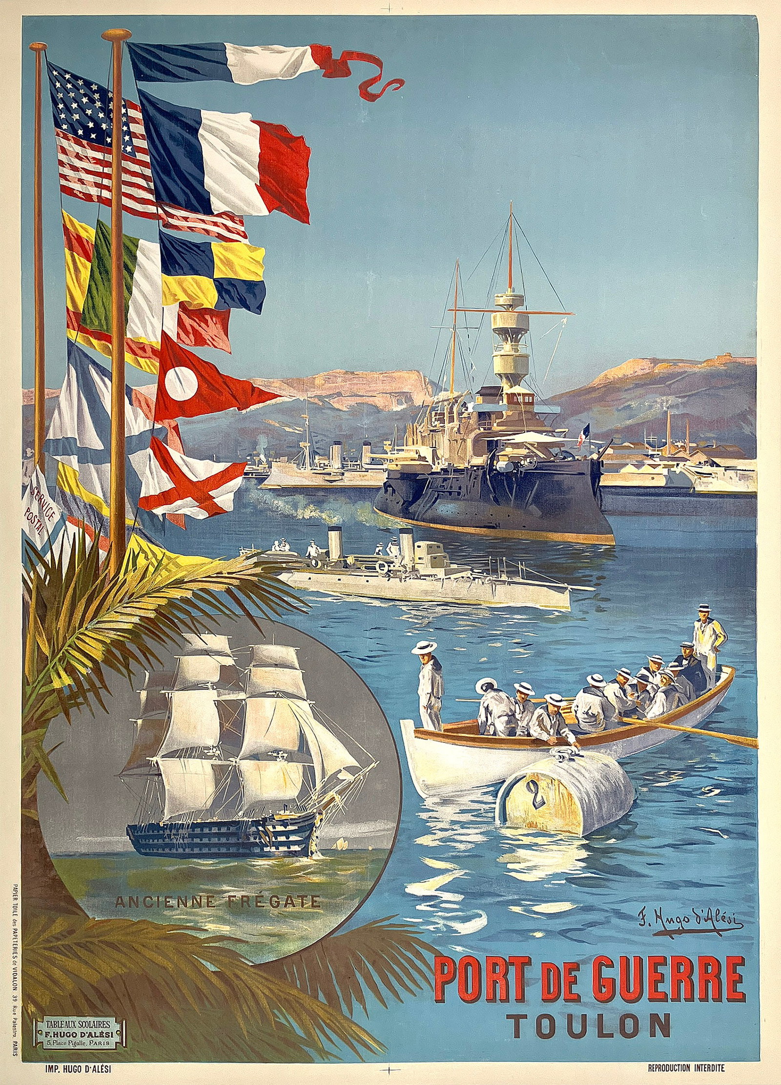 Original Vintage Port de Guerre Toulon Poster by Hugo d'Alesi c1900 Riviera (1 of 1)