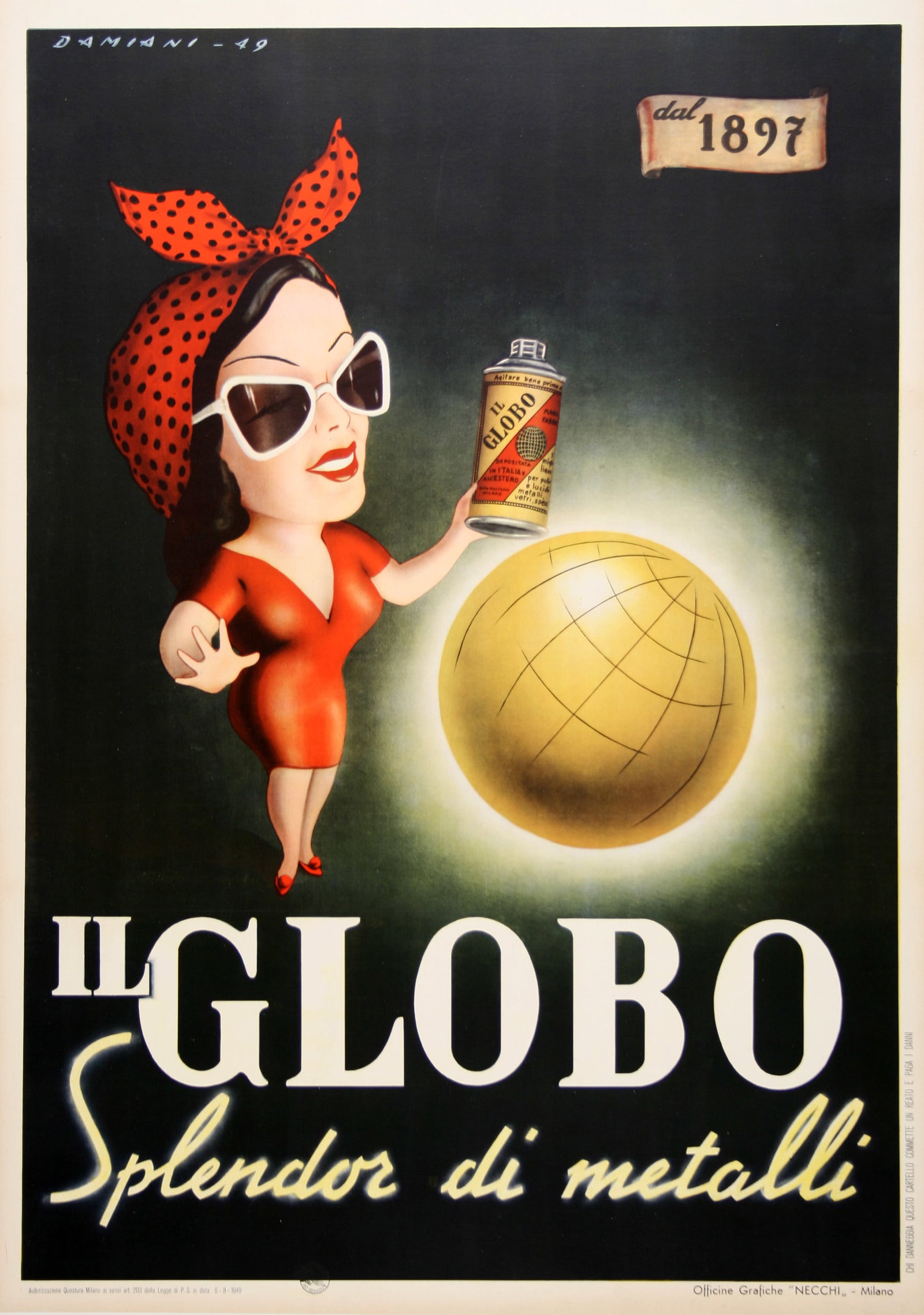 Il Globo Original Vintage Italian Poster 1949 by Damiani (1 of 1)