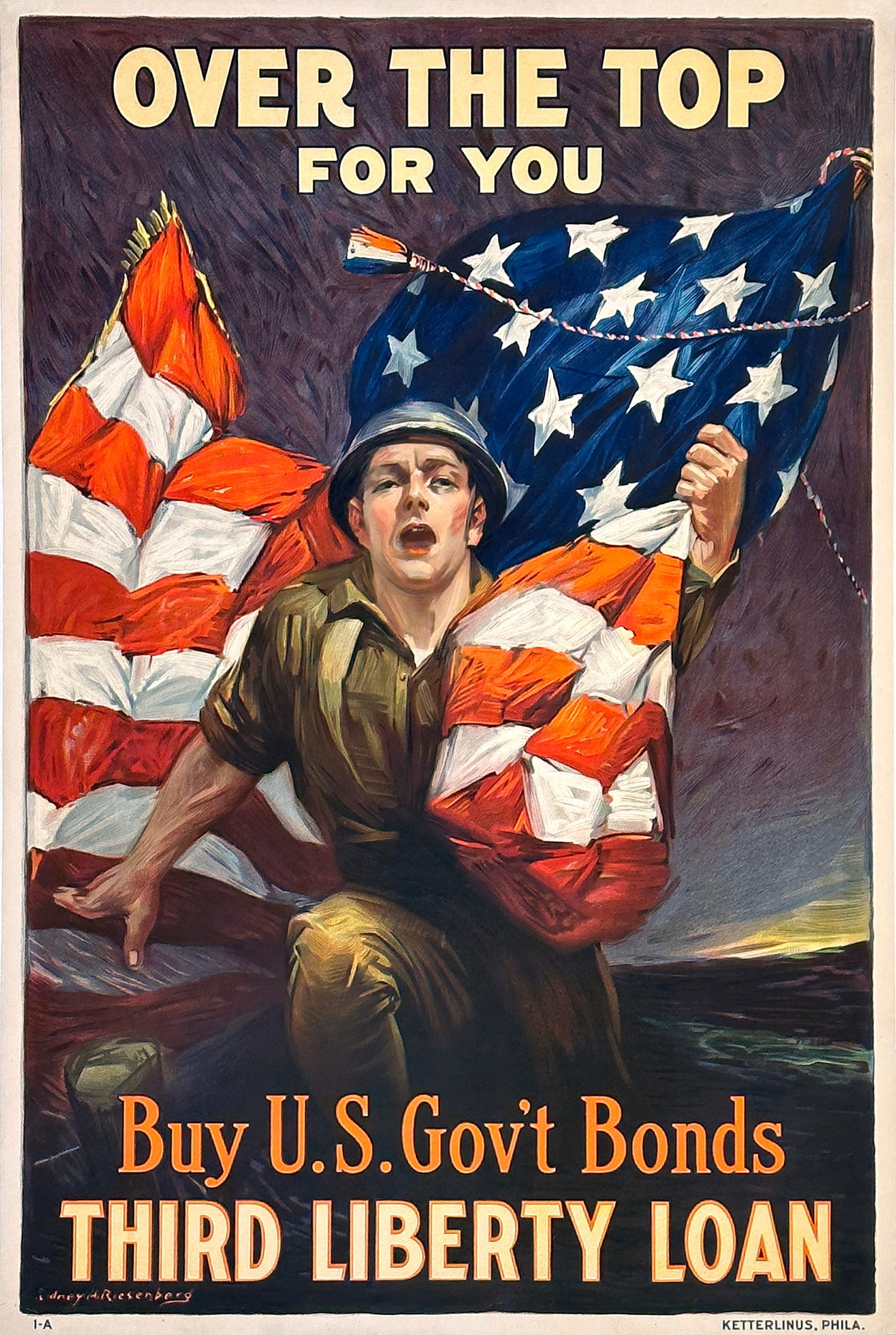 Original Vintage WWI Poster Over the Top for You by Reisenberg c1917 (1 of 1)