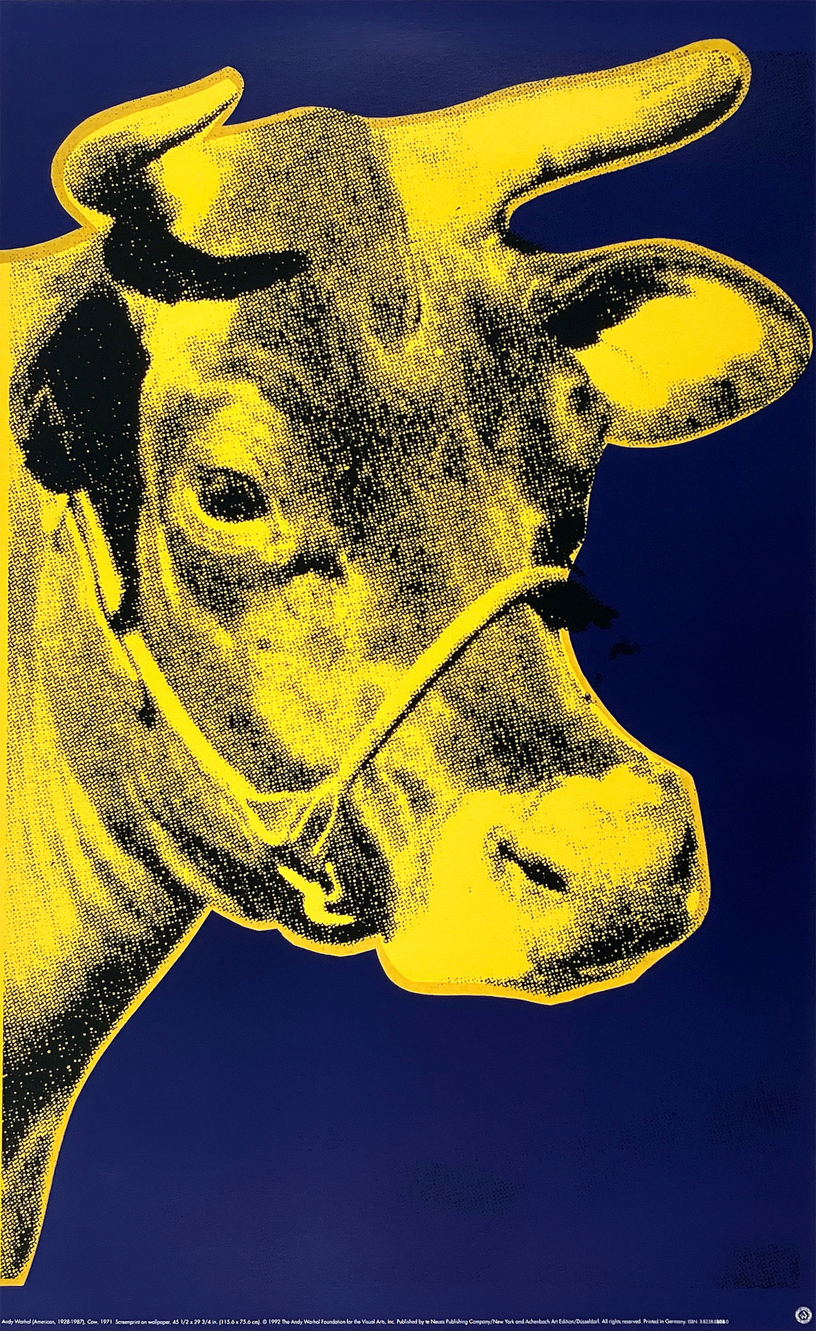 Original Vintage Andy Warhol Cow Poster Yellow on Blue (1 of 1)