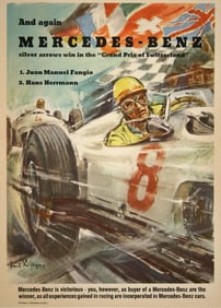 Original Vintage Mercedes Benz Formula One Poster Swiss Grand Prix 1954