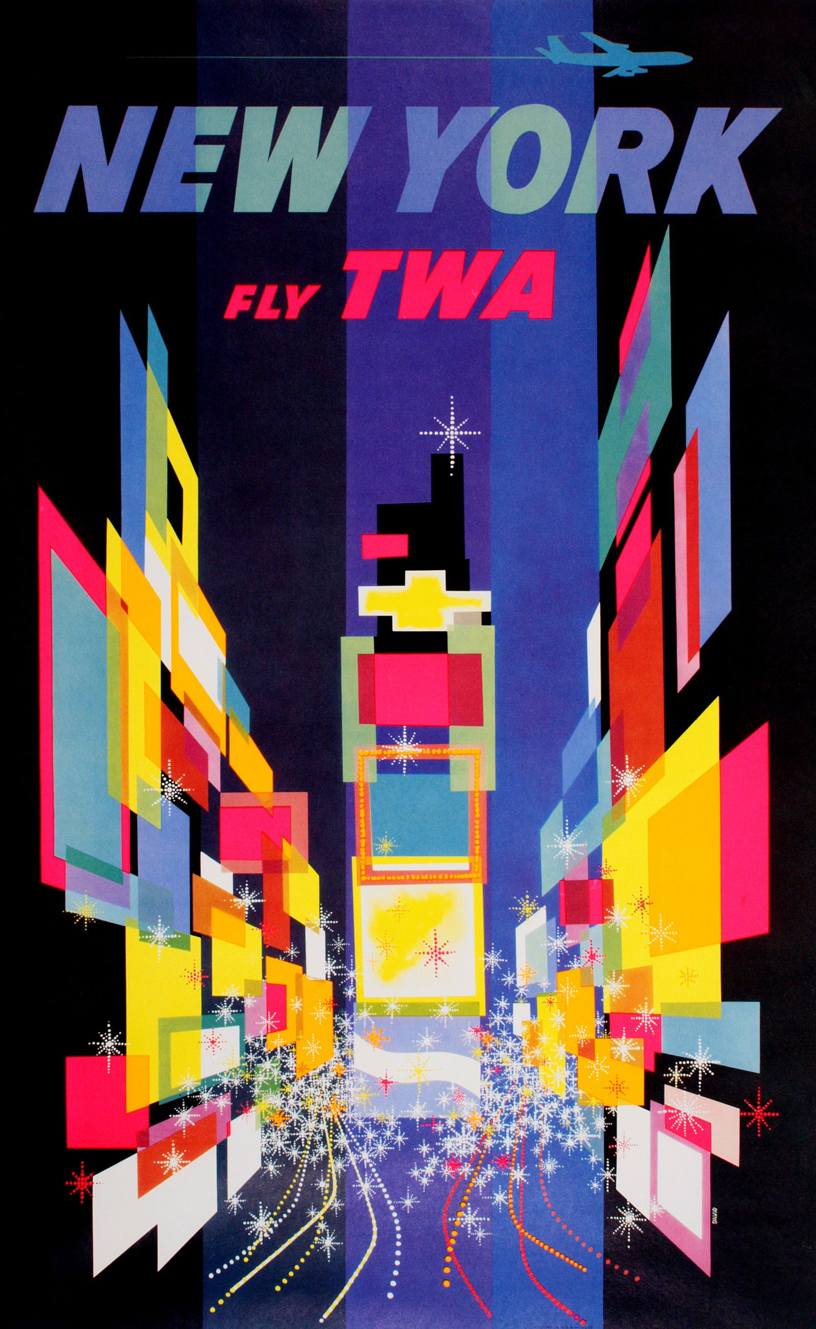 Original TWA David Klein New York Times Square Poster 1960 (1 of 1)