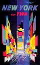 Original TWA David Klein New York Times Square Poster 1960