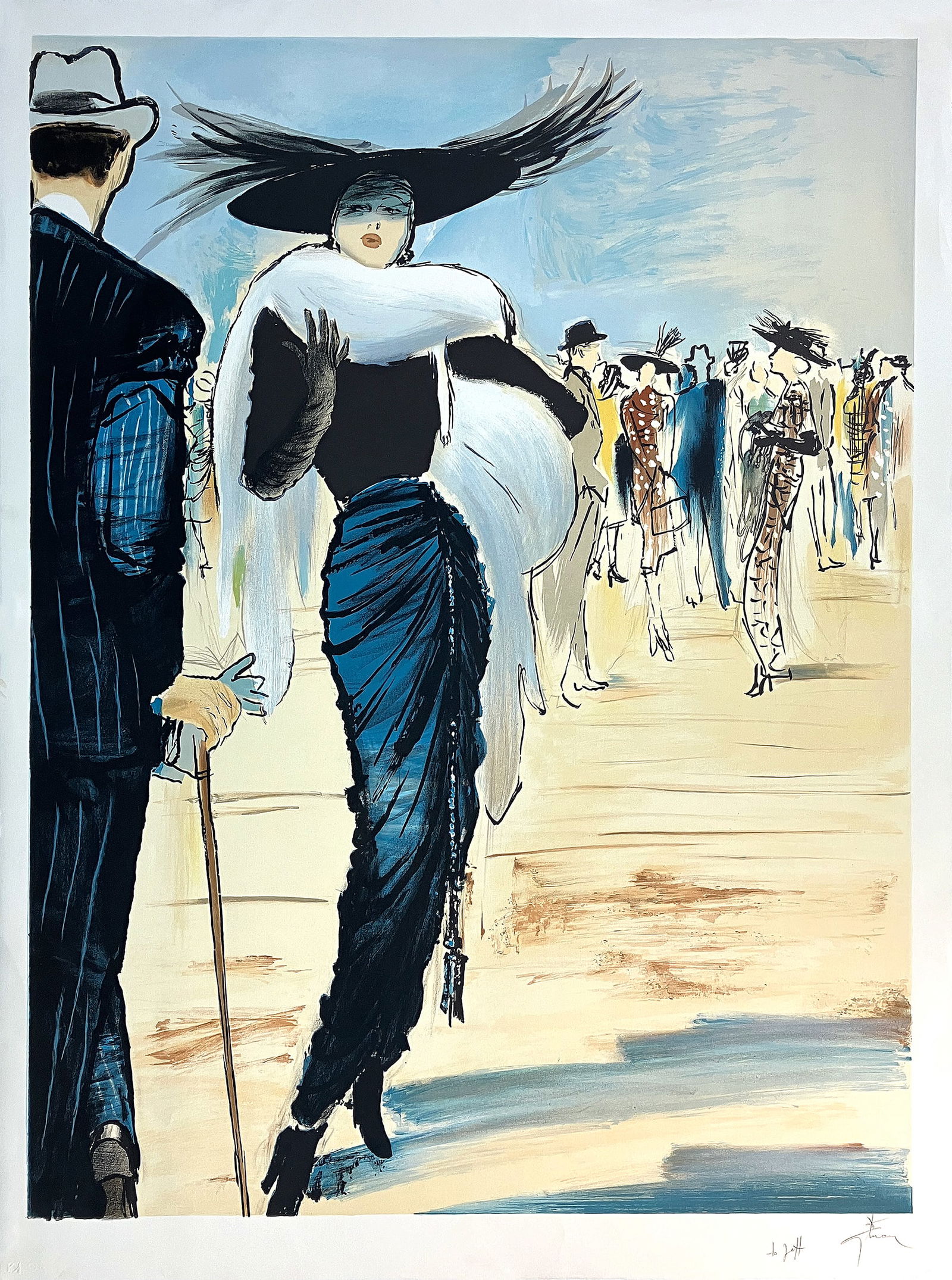 Original Signed Rene Gruau Print La Revue Balmain Dedicated c1989 (1 of 1)