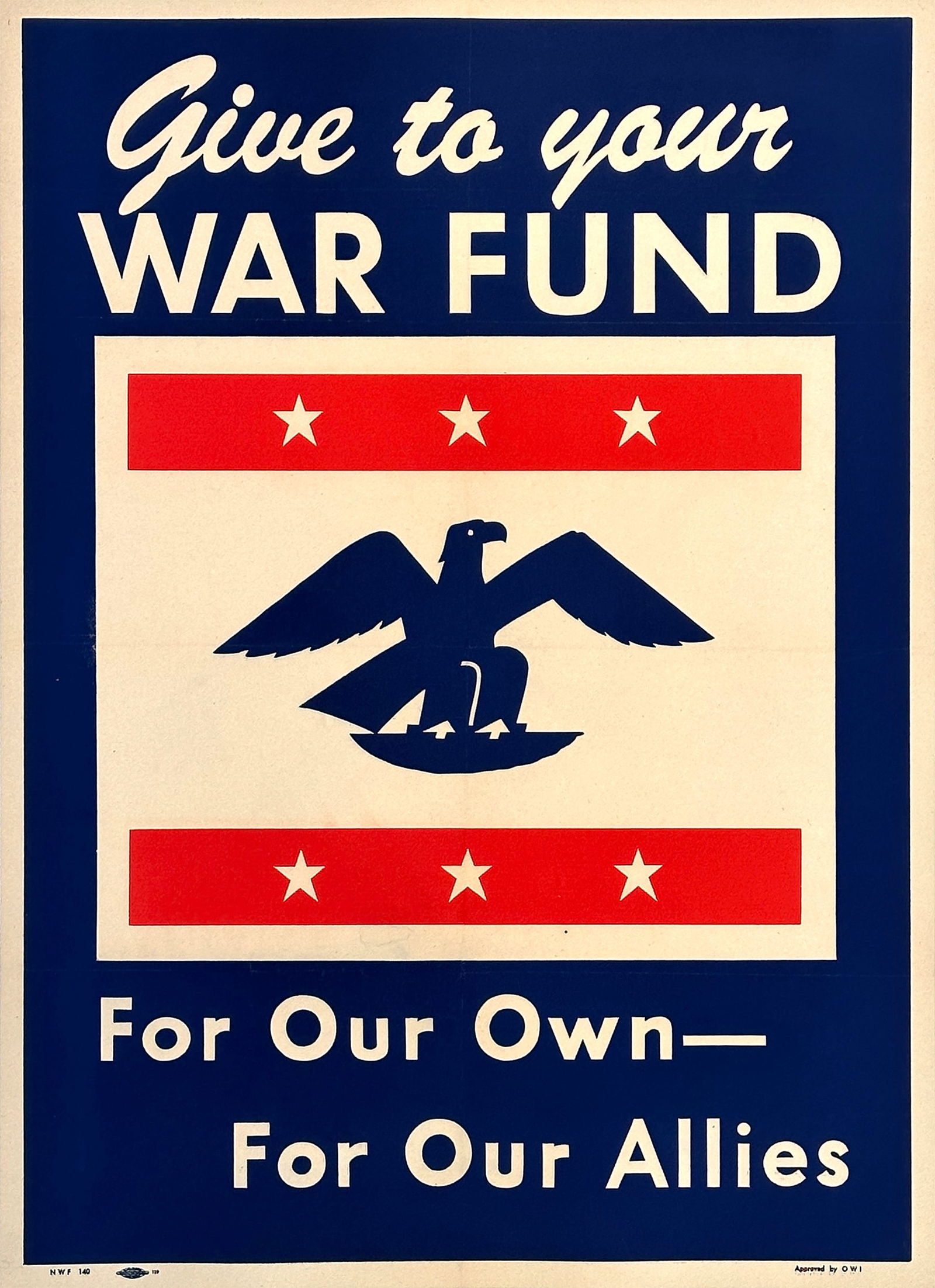 Original Vintage WWII Give to Your War Fund Poster c1943 (1 of 1)