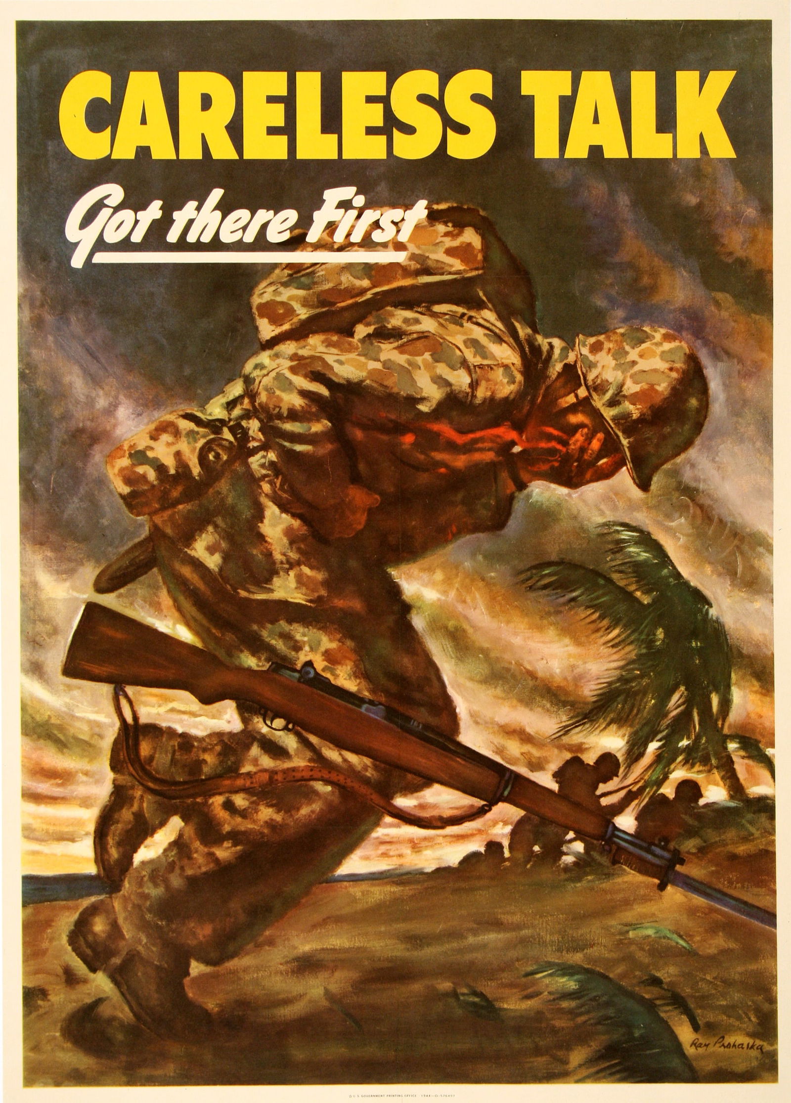 Original WWII 1944 Poster by Ray Prohaska - Carelss Talk Got There First (1 of 1)