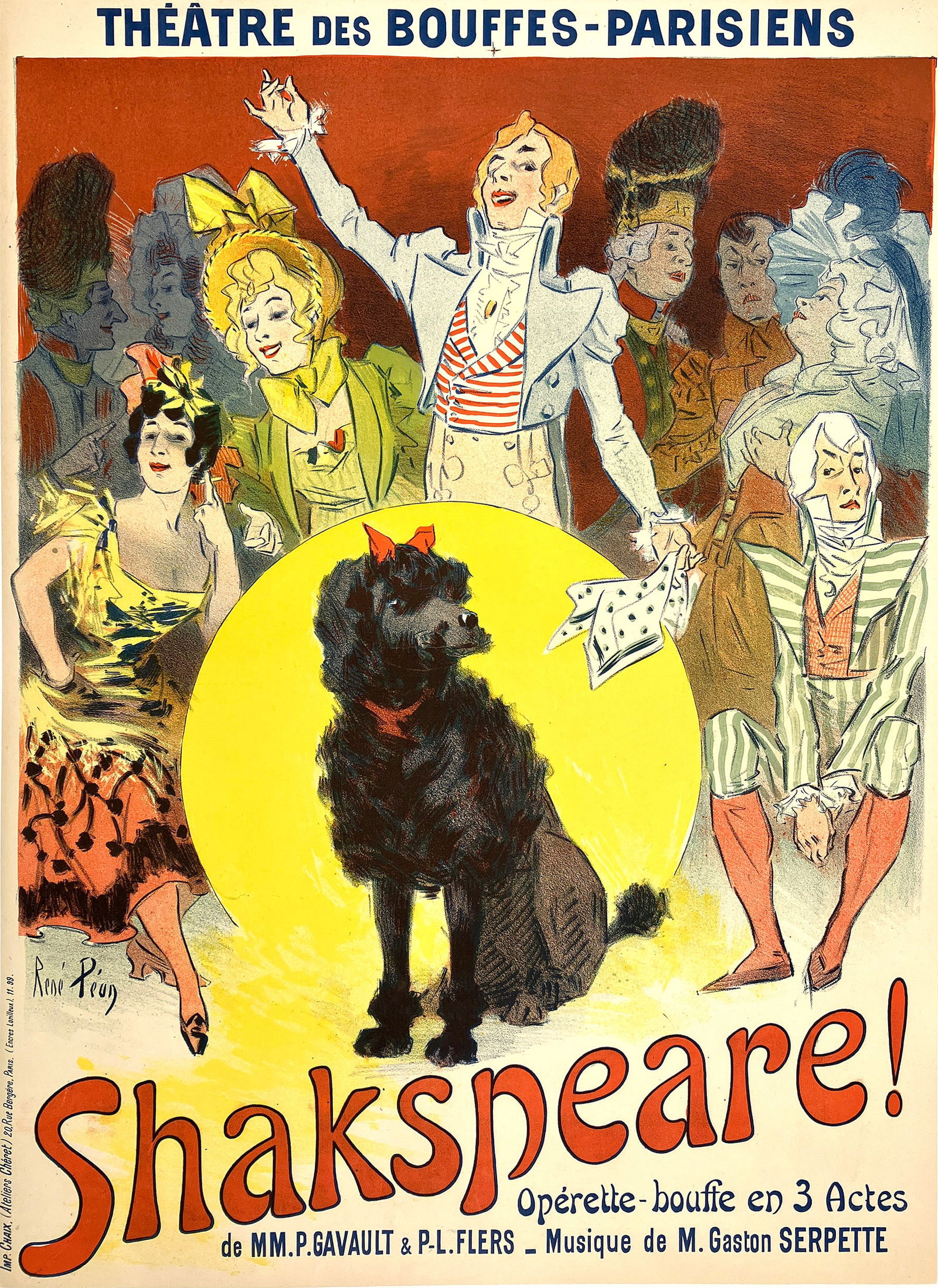 Original Shakspeare Vintage Operetta Poster by Rene' Pean with  a Black Poodle (1 of 1)