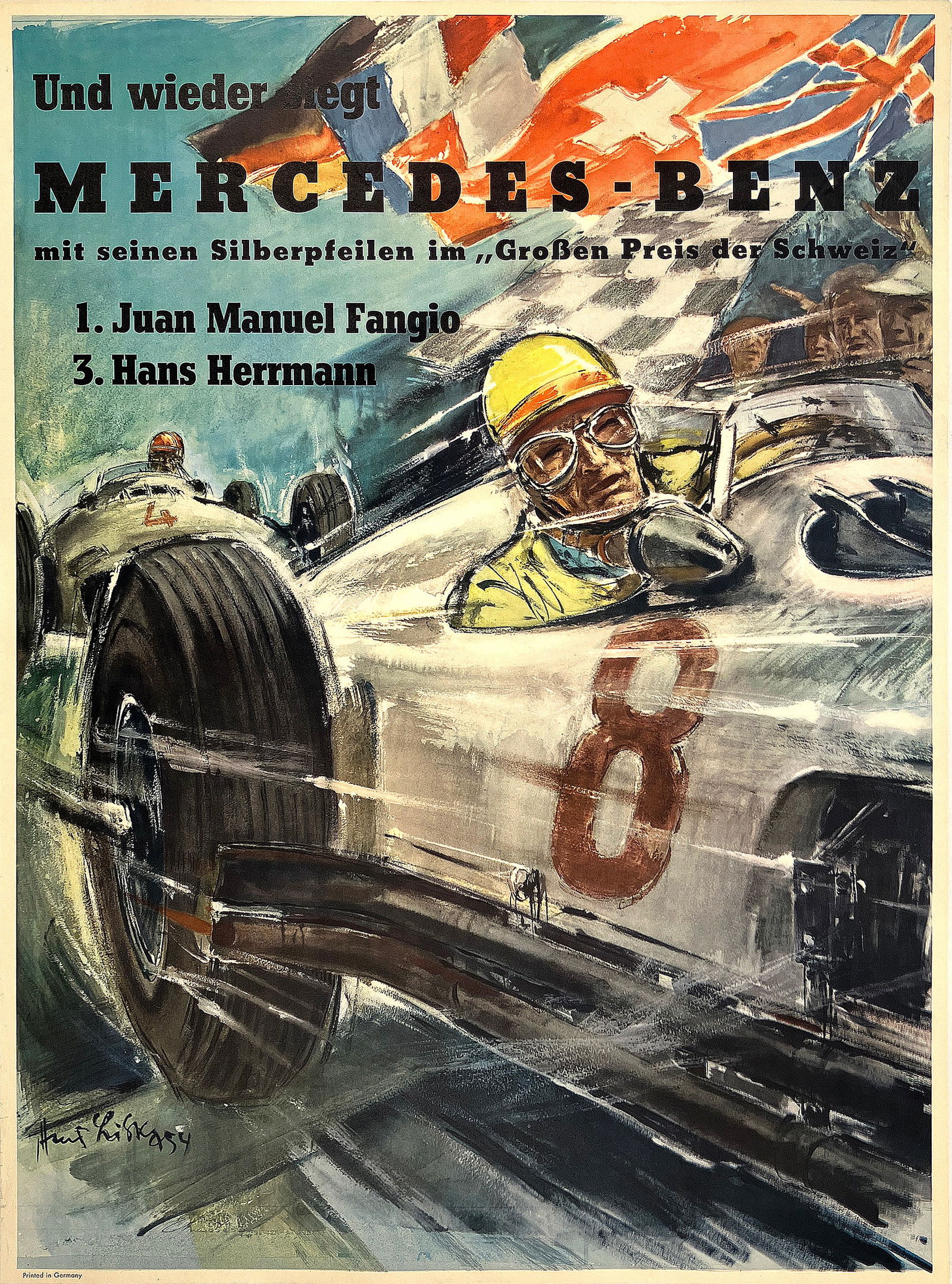 Original Vintage Mercedes Benz Groben Preis der Schweiz by Hans Liska 1954 Formula One (1 of 1)