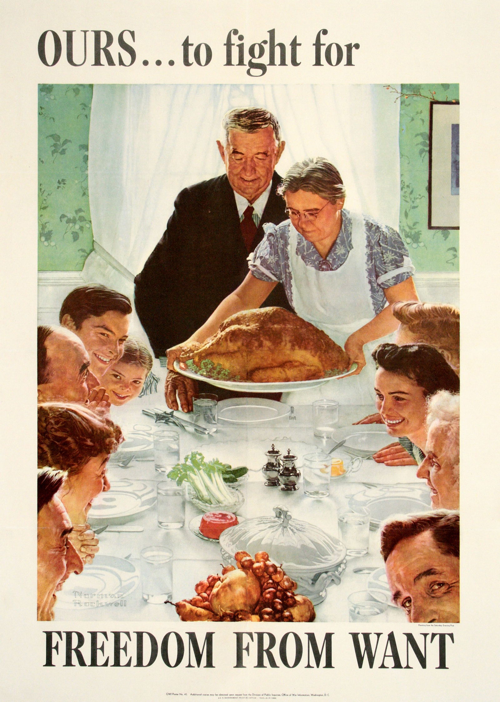 Original Vintage WWII Poster by Norman Rockwell - Freedom from Want (1 of 1)