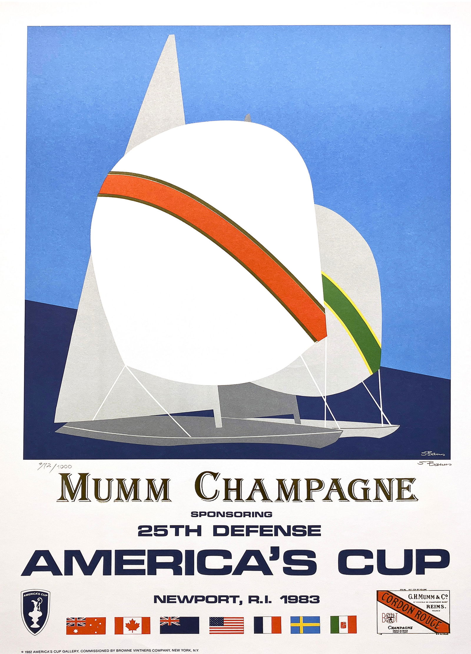 Original America's Cup 1983 Mumm Champagne Poster - Artist Hand Signed (1 of 1)