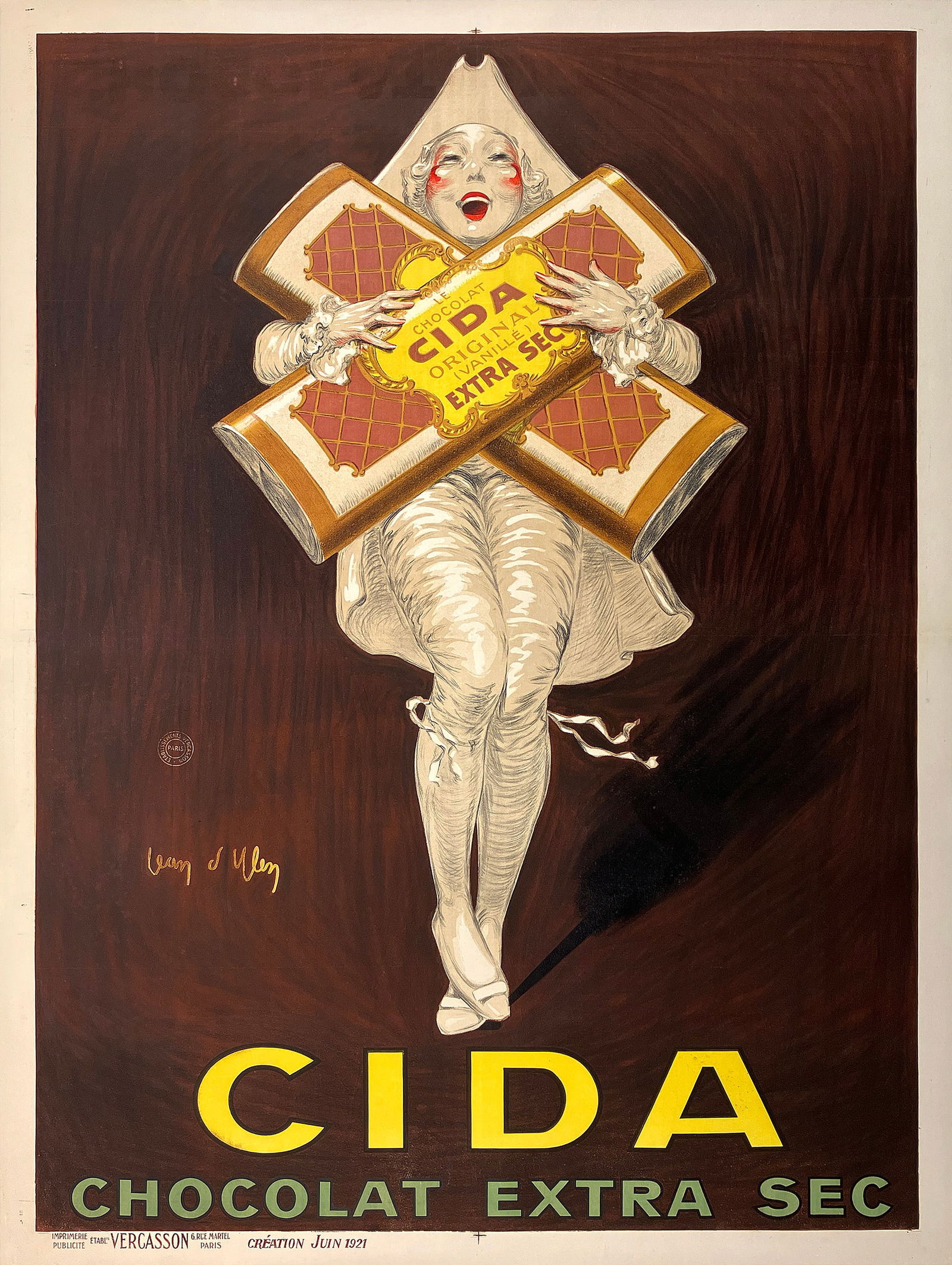 Original Vintage Jean D'Ylen Cida Chocolat Poster 1921 - Rare (1 of 1)