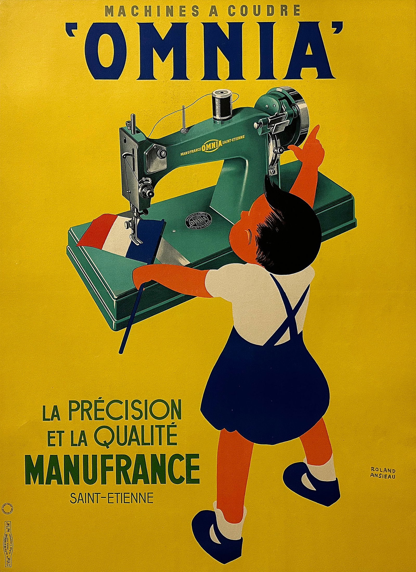 Original Vintage Omnia Sewing Machine Poster by Ansieau 1950 (1 of 1)