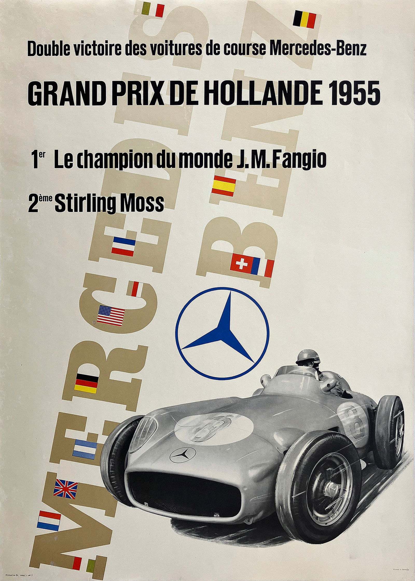 Original Vintage Mercedes Benz Grand Prix de Hollande 1955 Poster by Anton Stankowski Formula One (1 of 1)