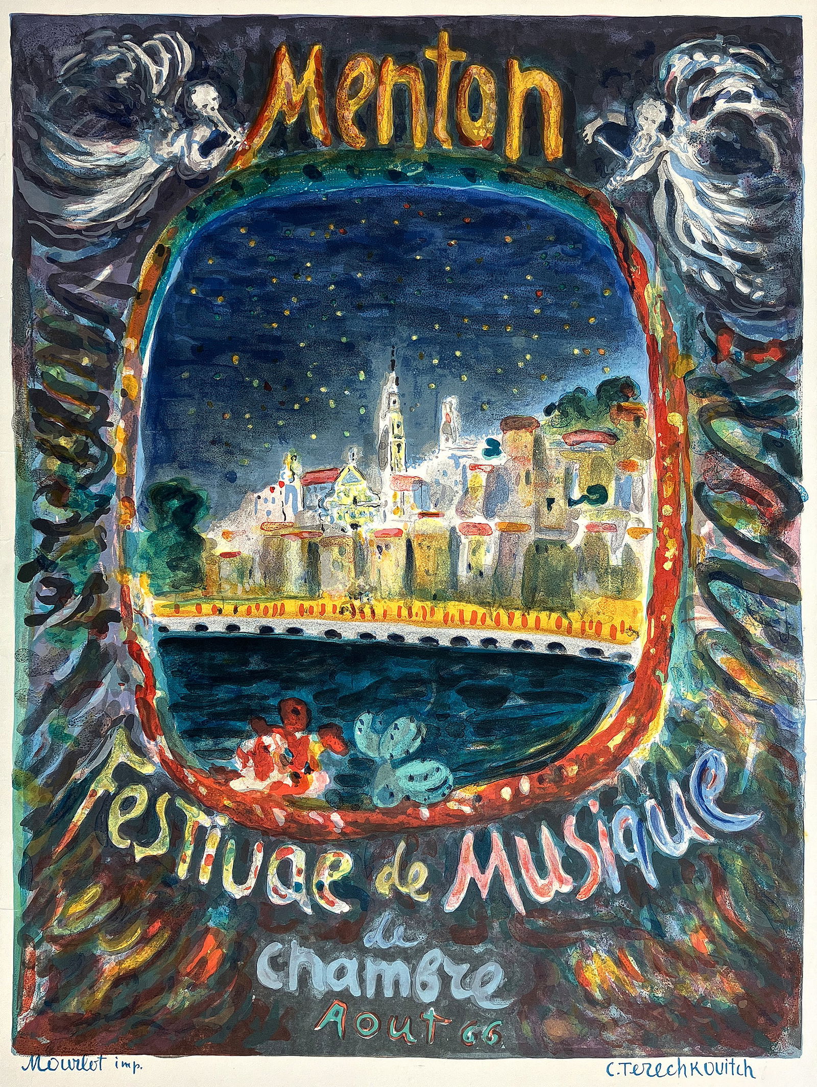 Original Vintage Poster for Menton Festival de Musique by Constantin Terechkovitch c1966 (1 of 1)