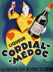 Original Vintage Cordial Medoc Liqueur Poster by Henri le Monnier c1935 Art Deco Clown - Small