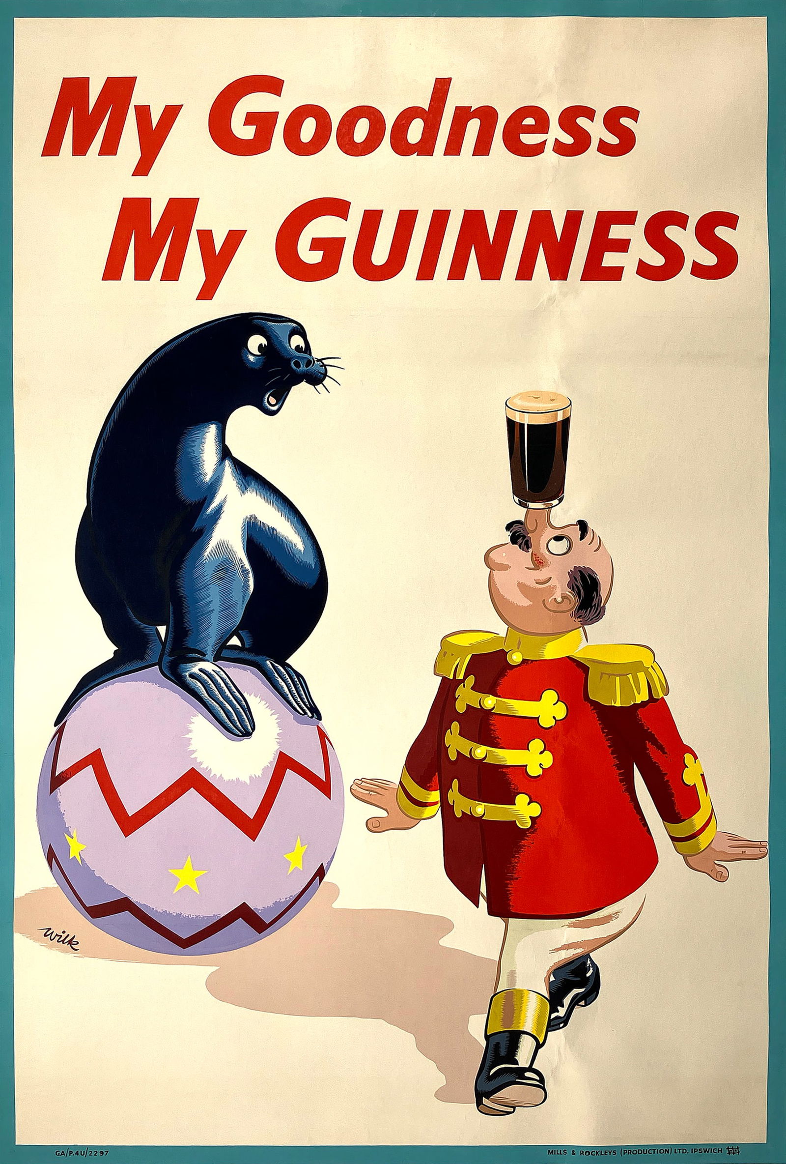 Original Vintage Guinness Poster My Goodness My Guinness by Dick Wilkinsoon 1958 (1 of 1)