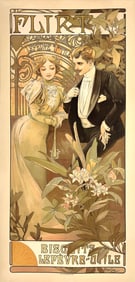 Original Vintage Poster by Alphons Mucha Flirt for Biscuits Lefevre Utile 1900